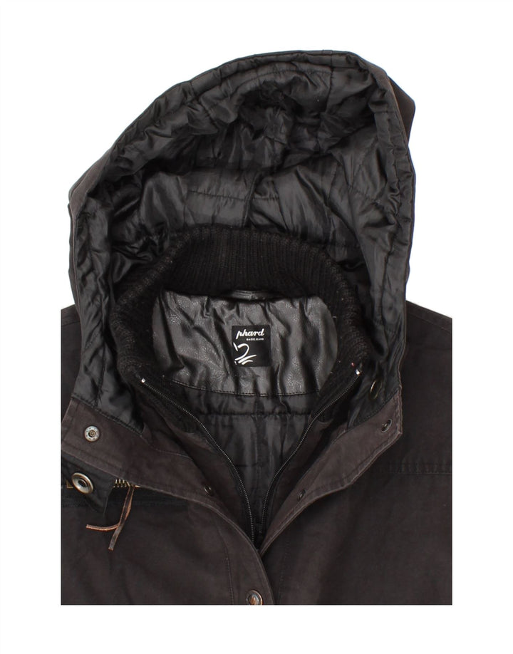 PHARD Womens Hooded Overcoat UK 14 Medium Black Vintage Phard and Second-Hand Phard from Messina Hembry 