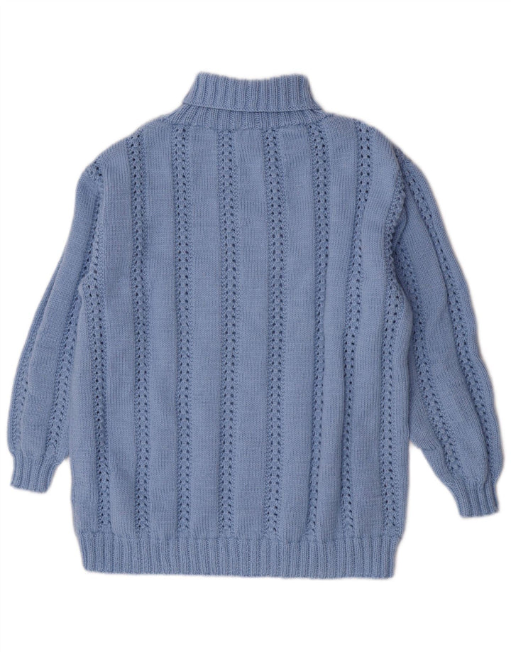 Vintage mujer rollo cuello jersey suéter Reino Unido 14 azul grande