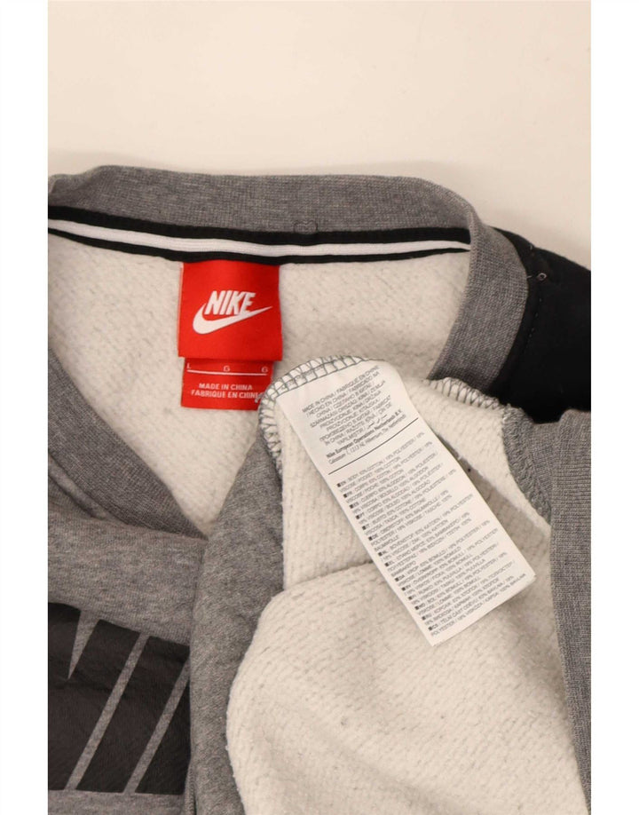 Nike Sudadera con gráfico tipo jersey para hombre, talla grande, gris, color block