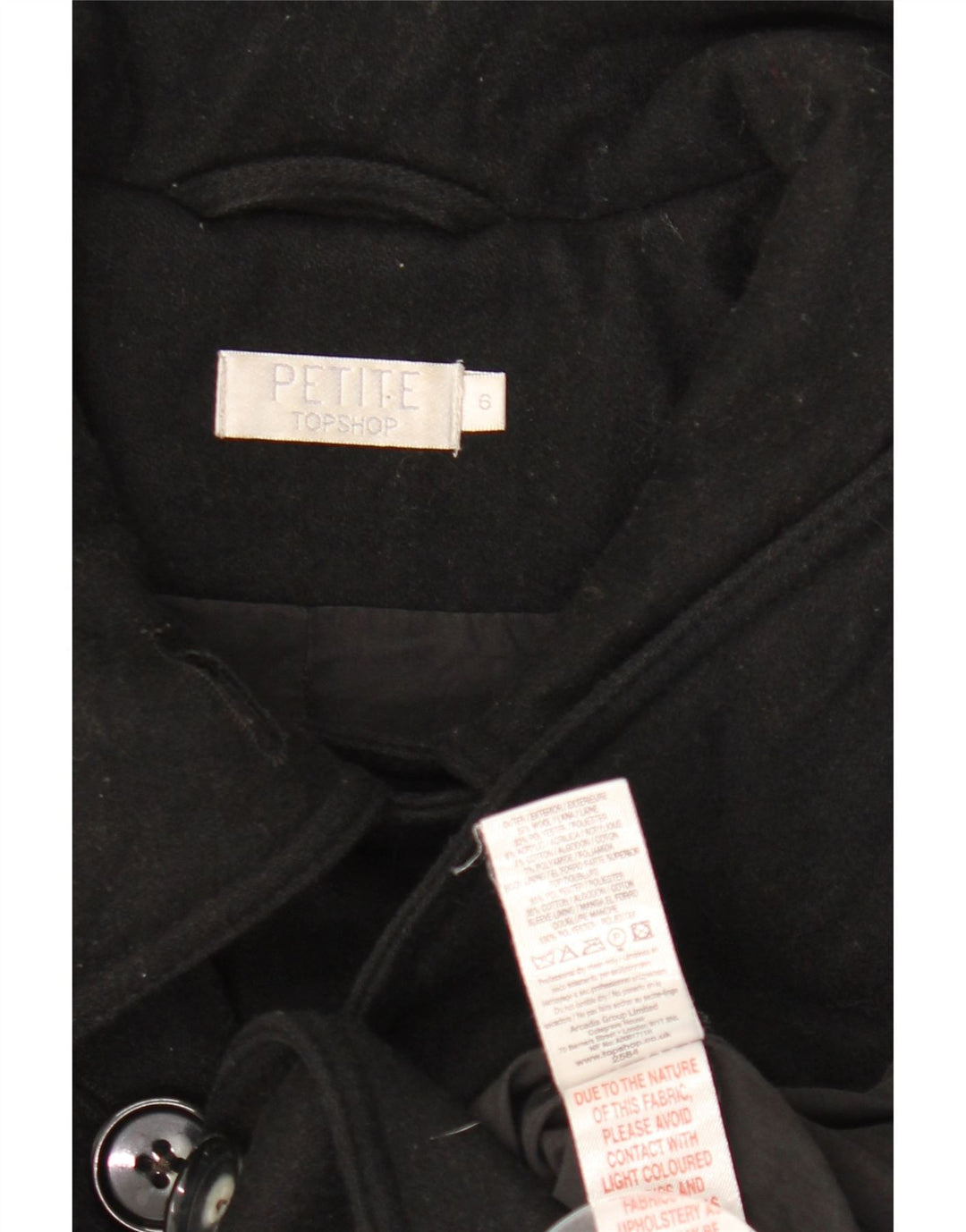 Topshop Gabardina para mujer UK 6 XS Lana negra