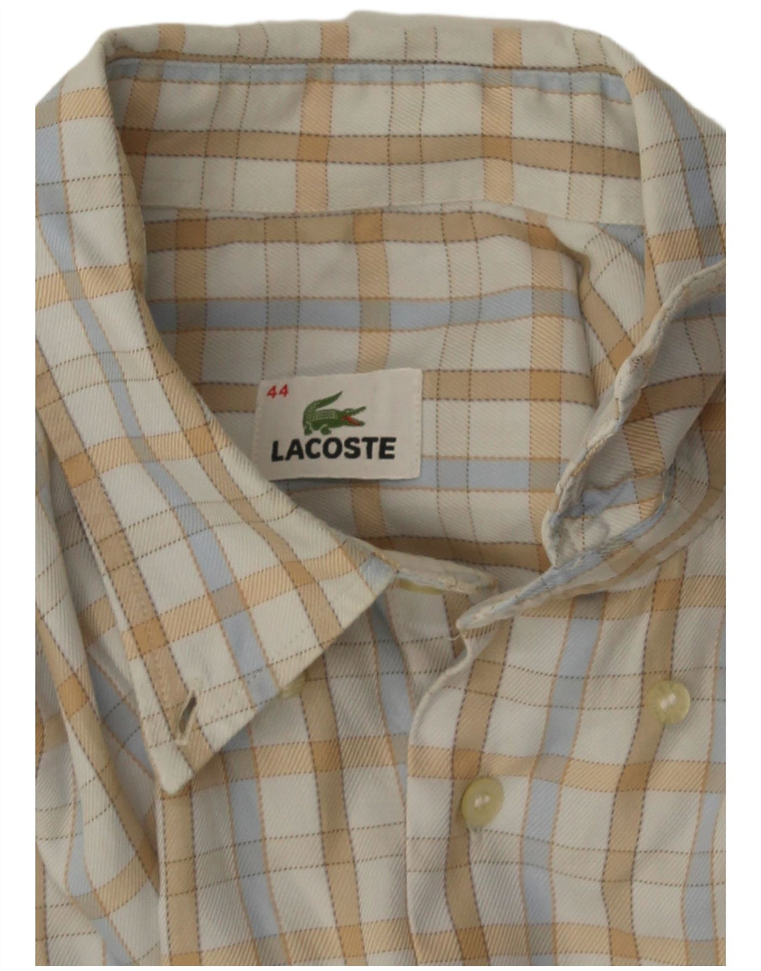 Camisa Lacoste Hombre Talla 44 XL Cuadros Blanco Roto