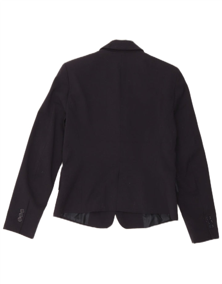 Zara Chaqueta Blazer De 1 Botón Para Mujer UK 42 Poliéster Azul Marino Mediano