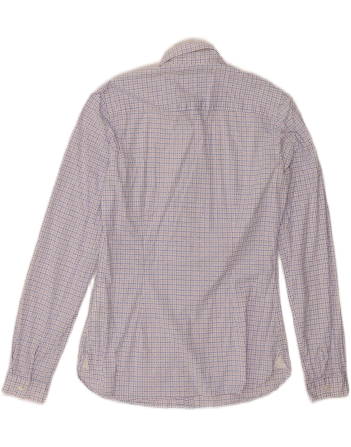 TOMMY HILFIGER Camisa ajustada para mujer US 4 Small Blue Houndstooth Cotton