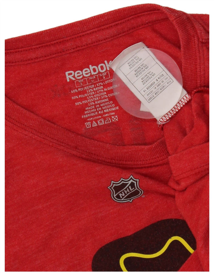 Reebok - Camiseta gráfica para hombre Chicago Blackhawks, talla grande, poliéster rojo