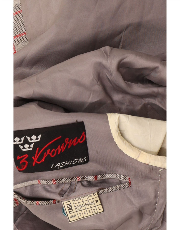 Vintage hombres 2 botones Blazer chaqueta IT 52 XL gris comprobar