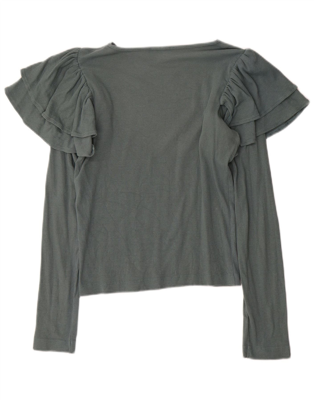Zara Mujer Top Manga Larga UK 42 Gris Medio
