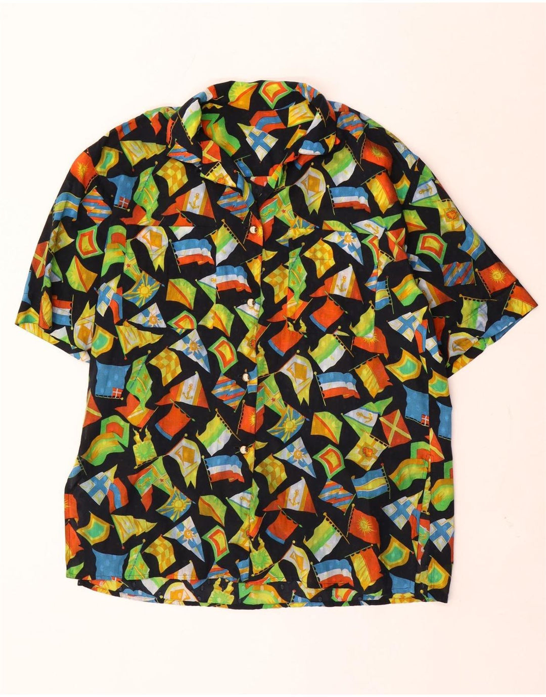 Vintage mujer patrón abstracto camisa blusa Reino Unido 16 grande multicolor