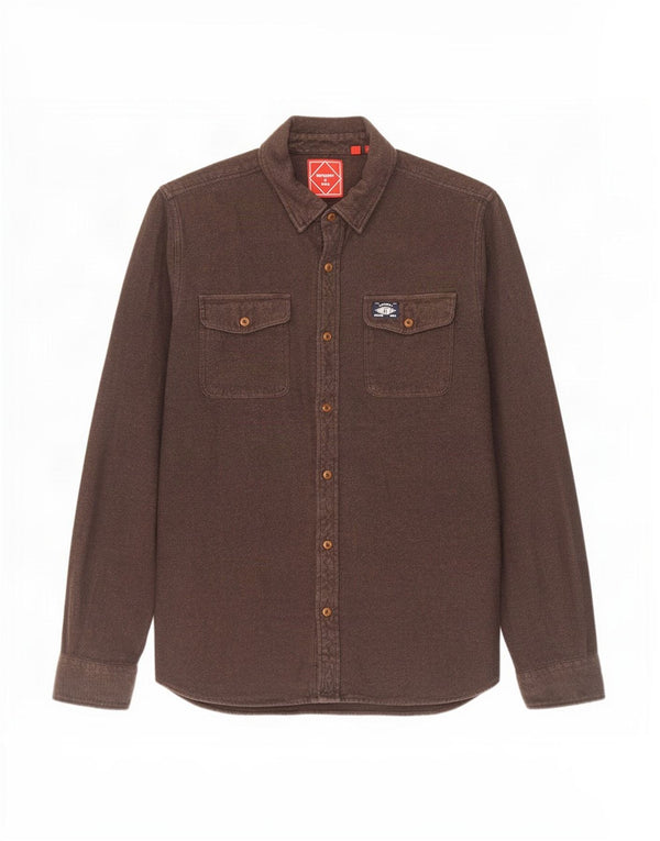Superdry Camisa De Franela De Algodón Marrón Grande Para Hombre