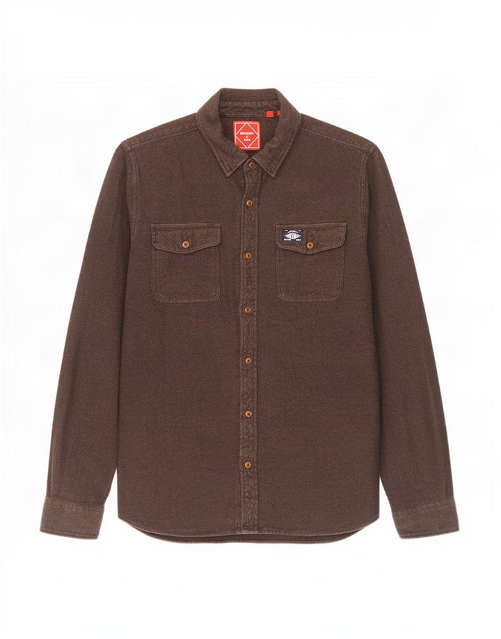 Superdry Camisa De Franela De Algodón Marrón Grande Para Hombre