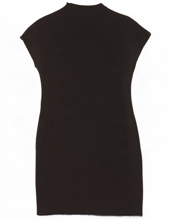 Zara Vestido Ajustado Mujer UK 42 Medio Viscosa Negra