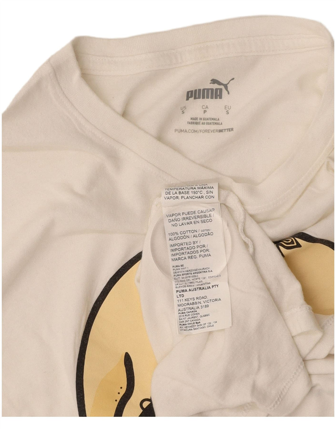 PUMA Camiseta gráfica para hombre Top pequeño de algodón blanco roto