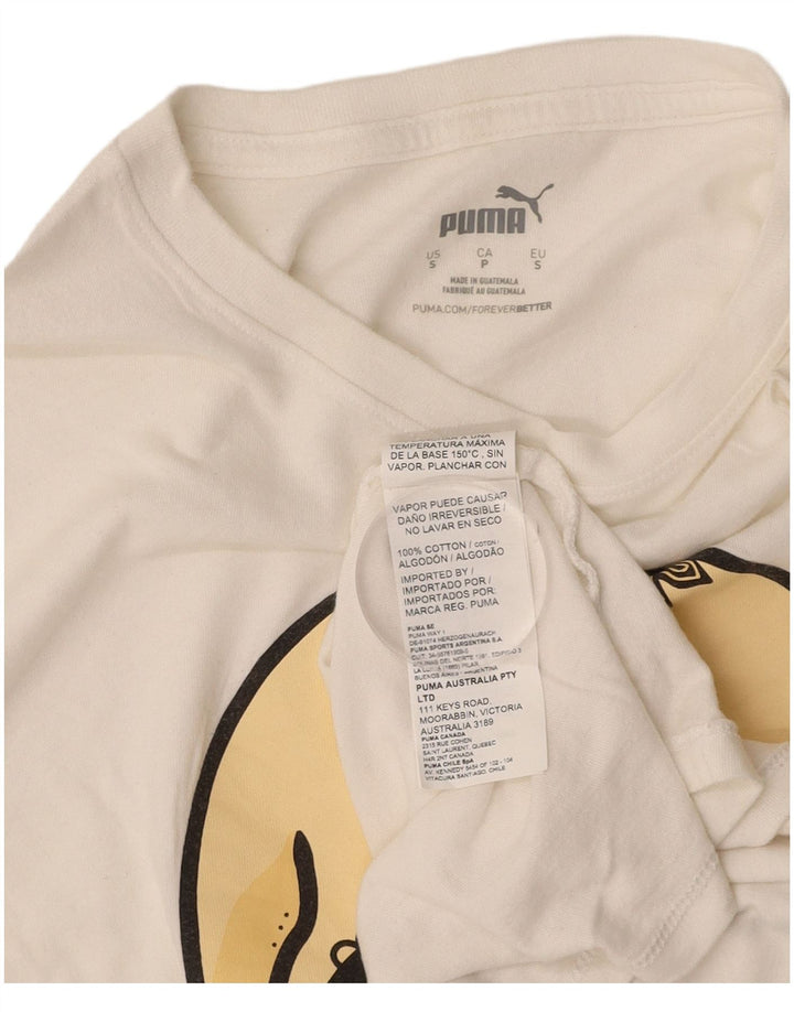 PUMA Camiseta gráfica para hombre Top pequeño de algodón blanco roto