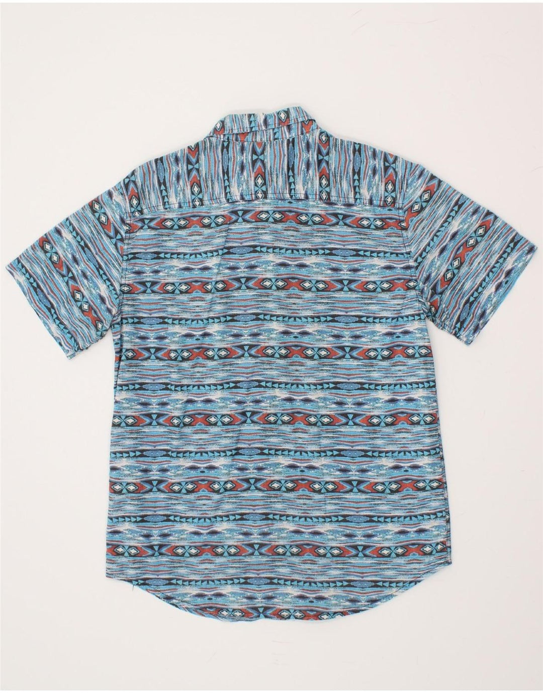 Camisa VINTAGE de manga corta para hombre de algodón a rayas azul medio