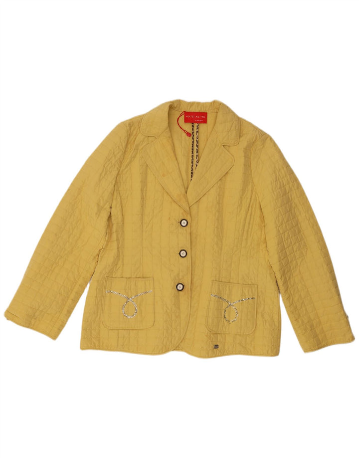 Perte by Krizia Chaqueta tipo blazer acolchada con 3 botones para mujer, talla 23, color amarillo mediano