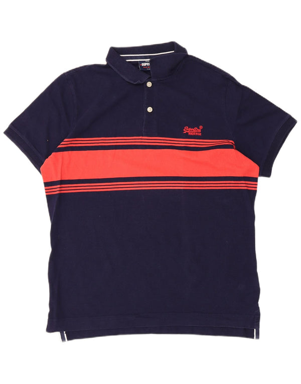 Superdry Polo para hombre XL de algodón con bloques de color azul marino