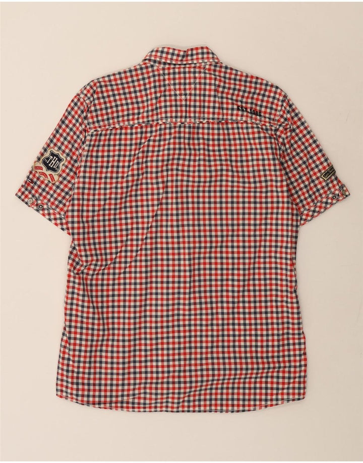 TOMMY HILFIGER Camisa de manga corta Heritage para hombre XL Algodón a cuadros rojos