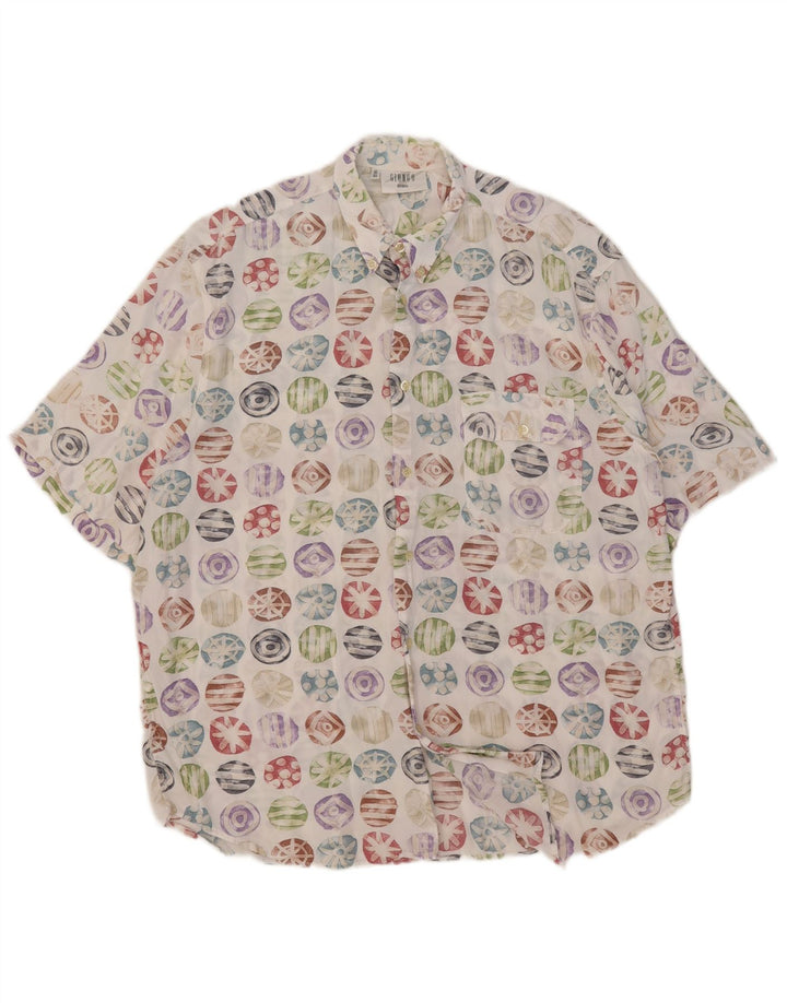 Giunco Camisa Manga Corta Hombre Talla 42 16 1/2 Grande Multicolor Geométrico