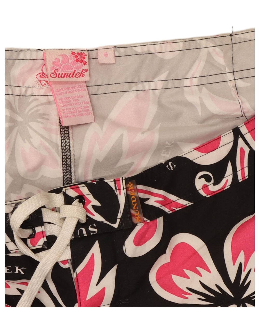 SUNDEK Pantalones cortos de natación para mujer US 6 mediano negro floral poliéster