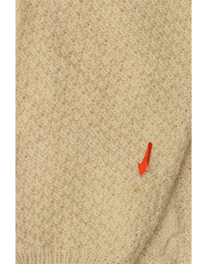 Vintage hombres V-cuello jumper suéter grande beige