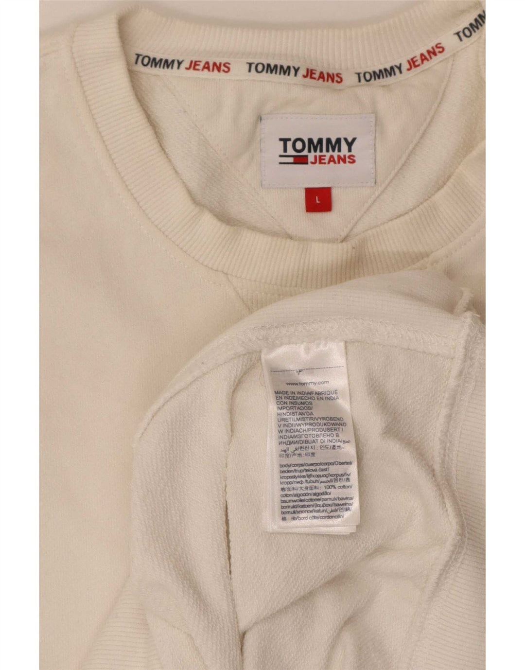 Tommy Hilfiger Hombre Gráfico Regular Fit Sudadera Jumper Grande Blanco