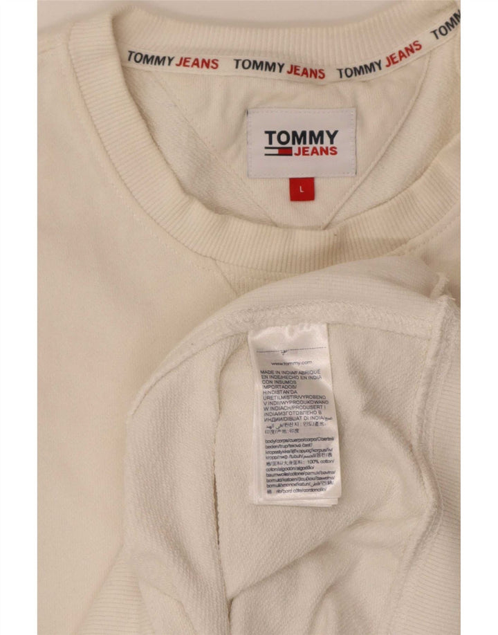 Tommy Hilfiger Hombre Gráfico Regular Fit Sudadera Jumper Grande Blanco