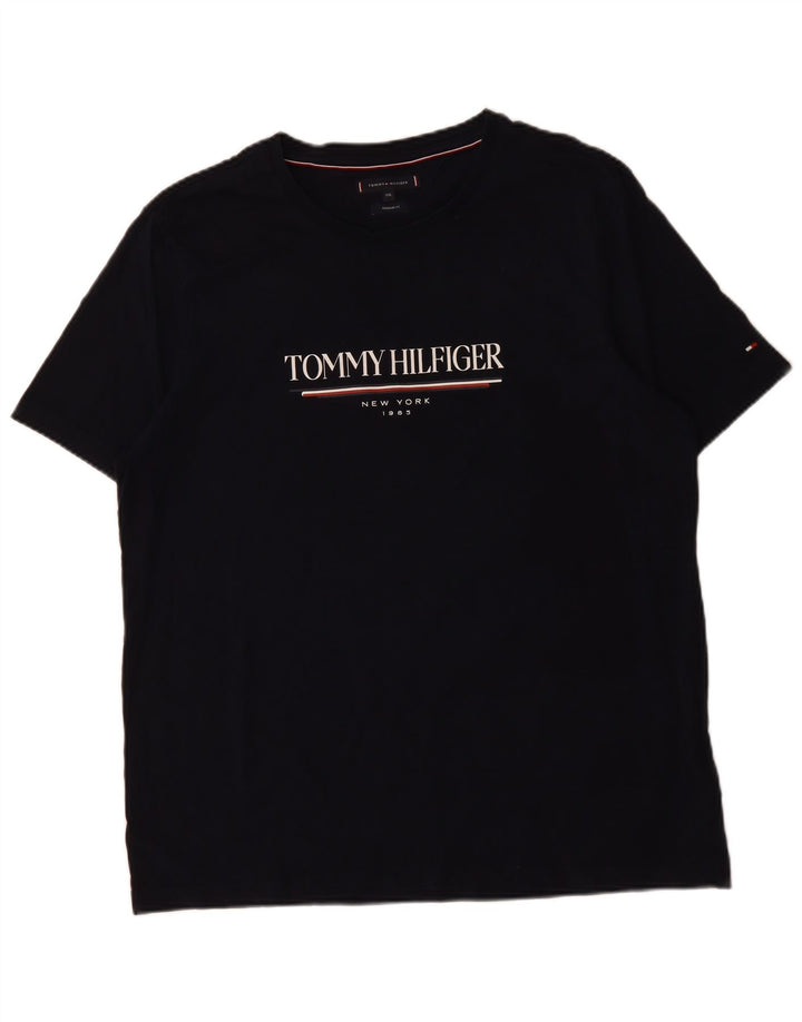 Tommy Hilfiger Camiseta gráfica de ajuste regular para hombre Top 2XL Algodón negro