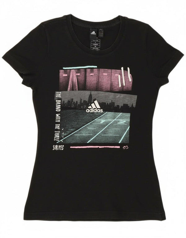 Adidas Camiseta gráfica para mujer Top UK 4/6 XS Algodón negro
