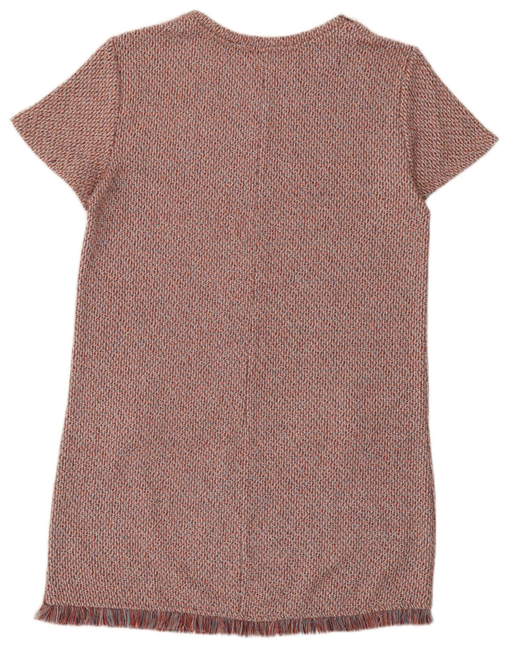 Zara Mujer Trafaluc Vestido Recto UK 44 Mediano Rojo Moteado