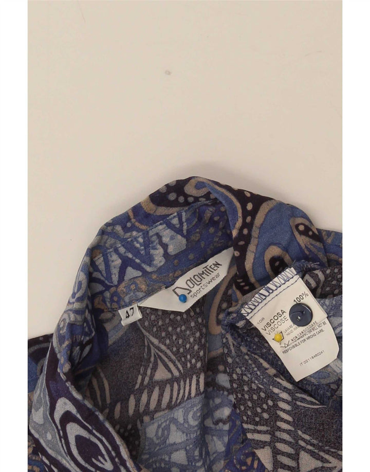 Dolomiten Blusa camisera de manga corta para mujer IT 47 Large Blue Patchwork