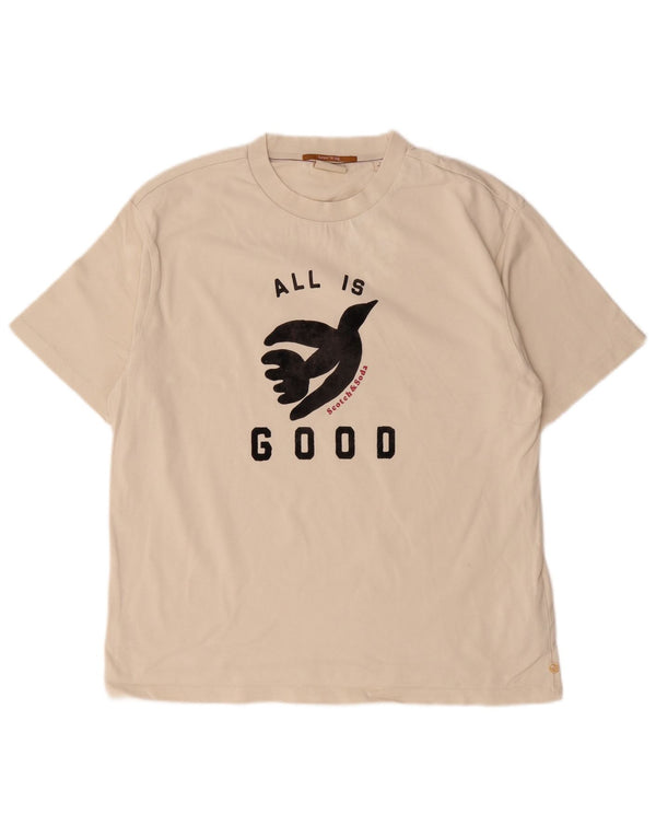 Scotch & Soda Hombre Camiseta Gráfica Top Small Blanco Algodón