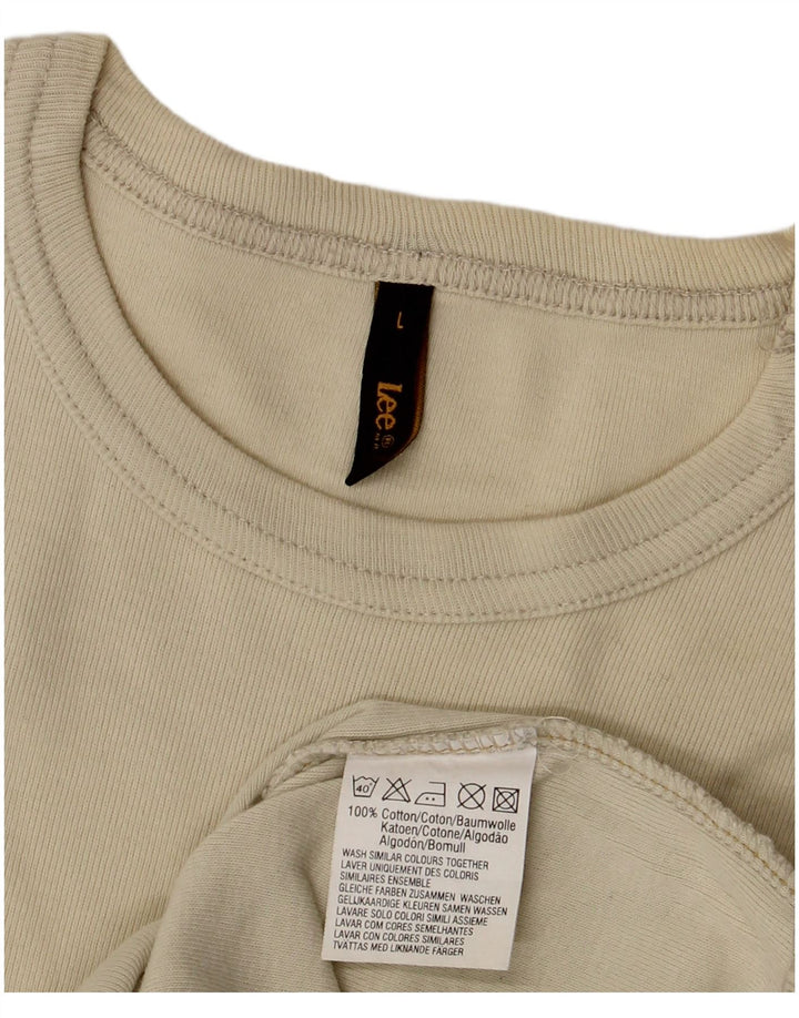 Lee Camiseta para mujer Top UK 44 Large Beige Cotton