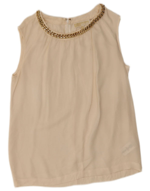 Michael Kors Blusa sin mangas para mujer Top UK 10 Small Off White Silk