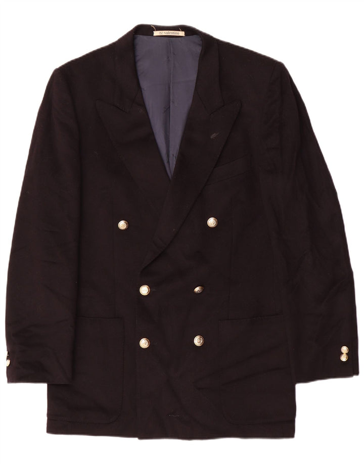 Valentino Chaqueta tipo blazer con doble botonadura para hombre IT 46 Small Lana virgen negra