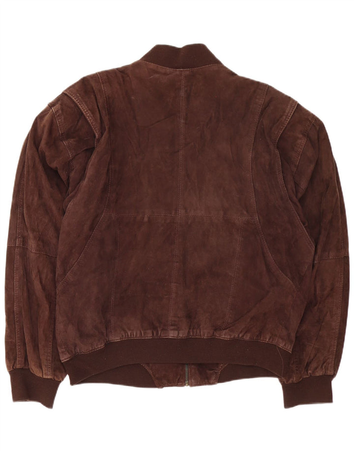 Vintage hombres ante bomber chaqueta Reino Unido 42 XL cuero marrón