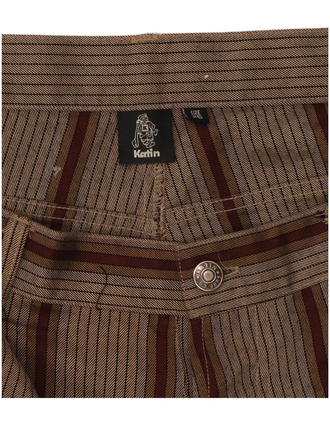 Pantalones cortos casuales para hombre Katin W36 Poliéster a rayas marrones grandes