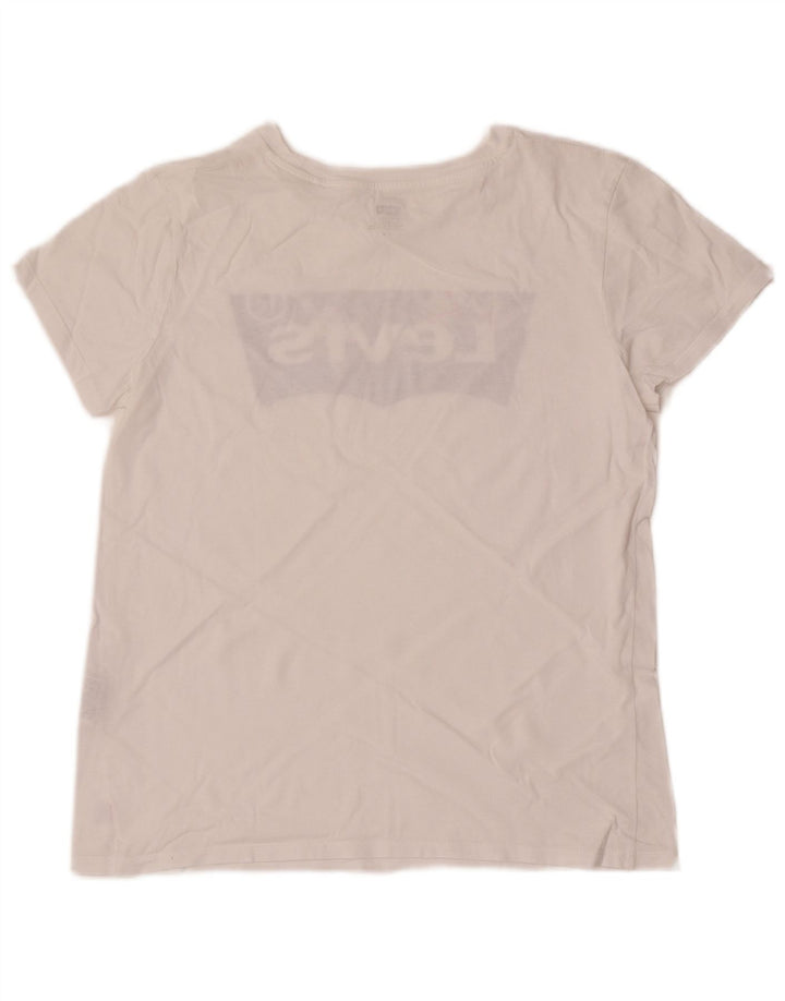 Levi's Camiseta gráfica para mujer Top UK 12 Medium White Cotton