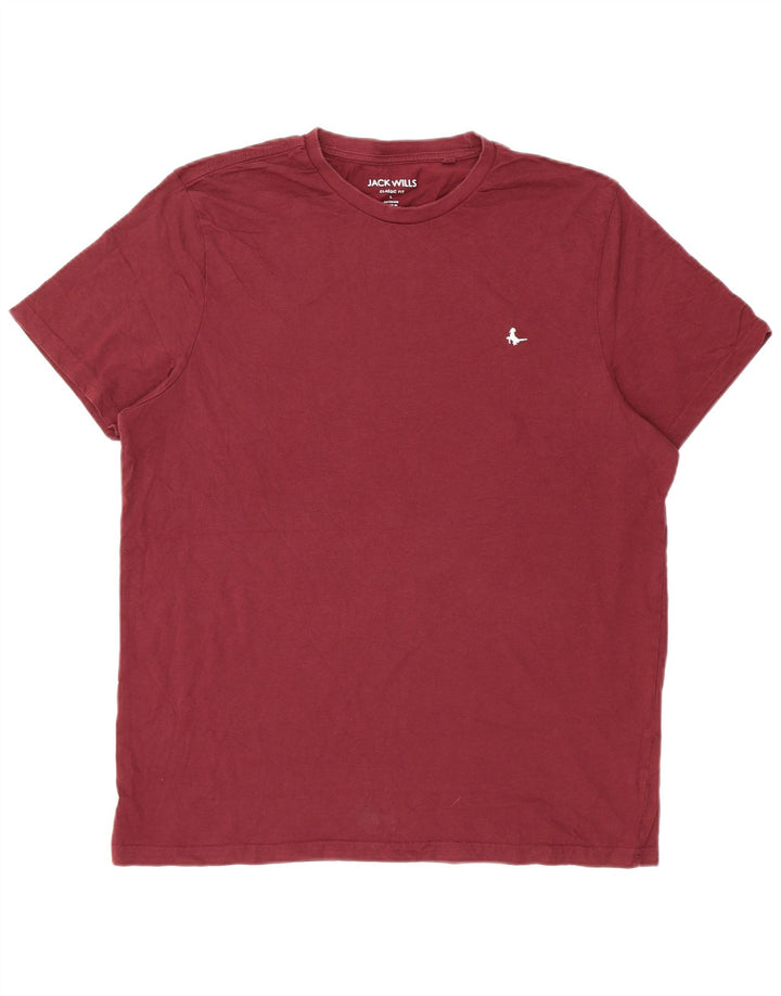 JACK WILLS Camiseta de ajuste clásico para hombre, talla grande, color granate