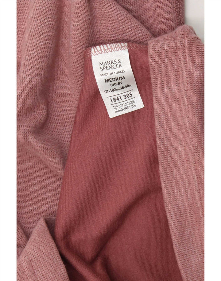 Marks & Spencer Hombre Azul Harbor Top Manga Larga Algodón Borgoña Medio