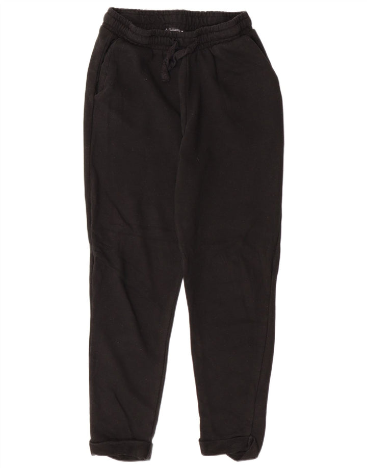 Zara Mujer Pantalones De Chándal Joggers UK 12 Mediano Negro Algodón