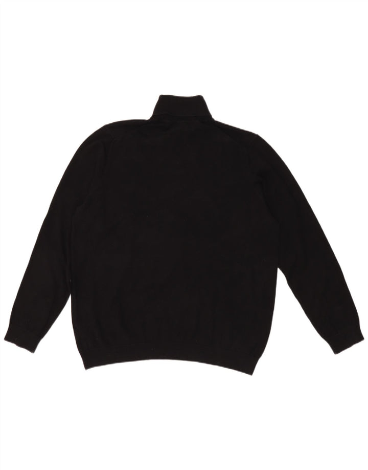 Marks & Spencer Jersey con cuello vuelto para hombre, talla grande, algodón negro