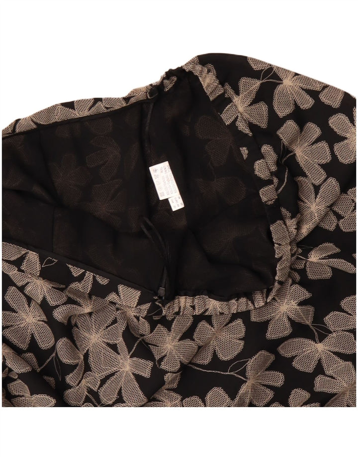 Falda recta vintage para mujer Reino Unido 22 3XL W40 Poliéster floral negro