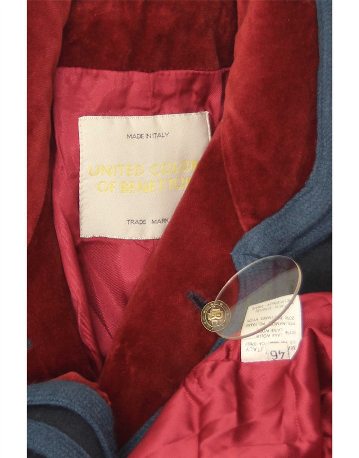 Benetton Chaqueta Americana De 3 Botones IT 46 Large Lana Azul Marino