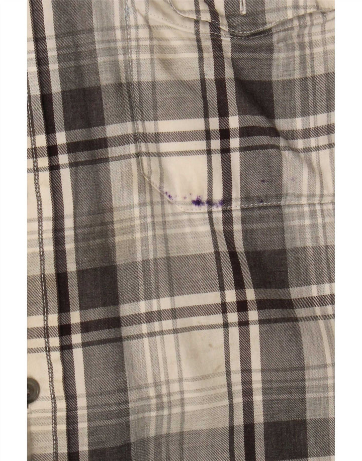 Chaps Camisa de franela para hombre Algodón a cuadros gris grande