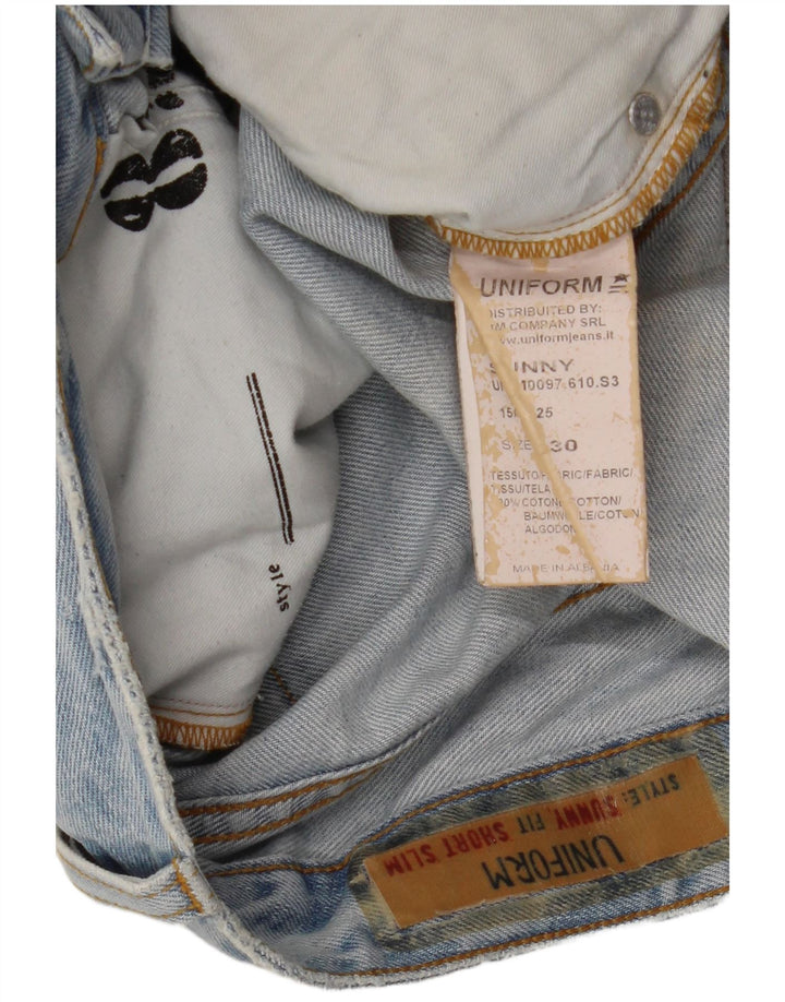 Pantalones cortos de mezclilla desgastados para hombre Uniform W30 Algodón azul medio
