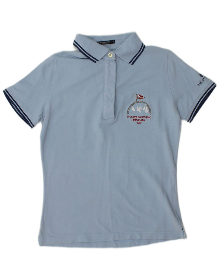 Marina Yachting Polo gráfico para mujer UK 10 Small Blue Cotton