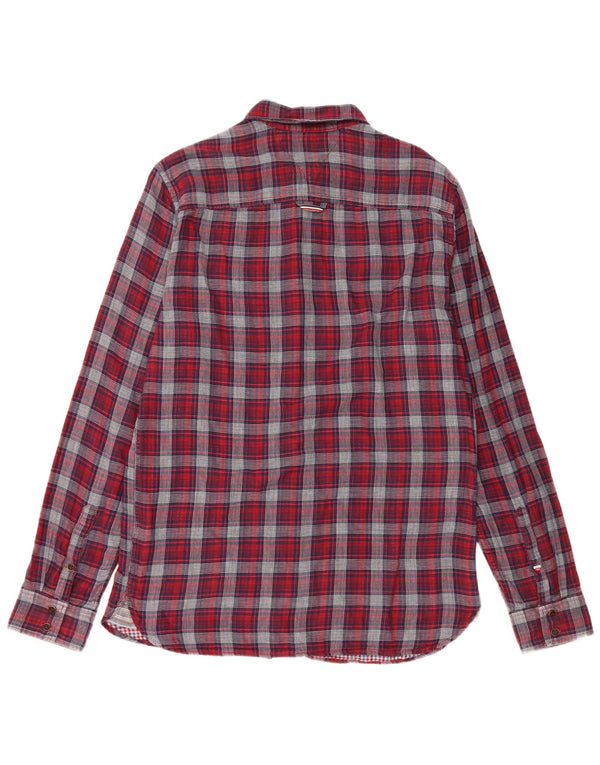 Tommy Hilfiger Camisa de franela de corte regular de algodón a cuadros rojos medianos para hombre
