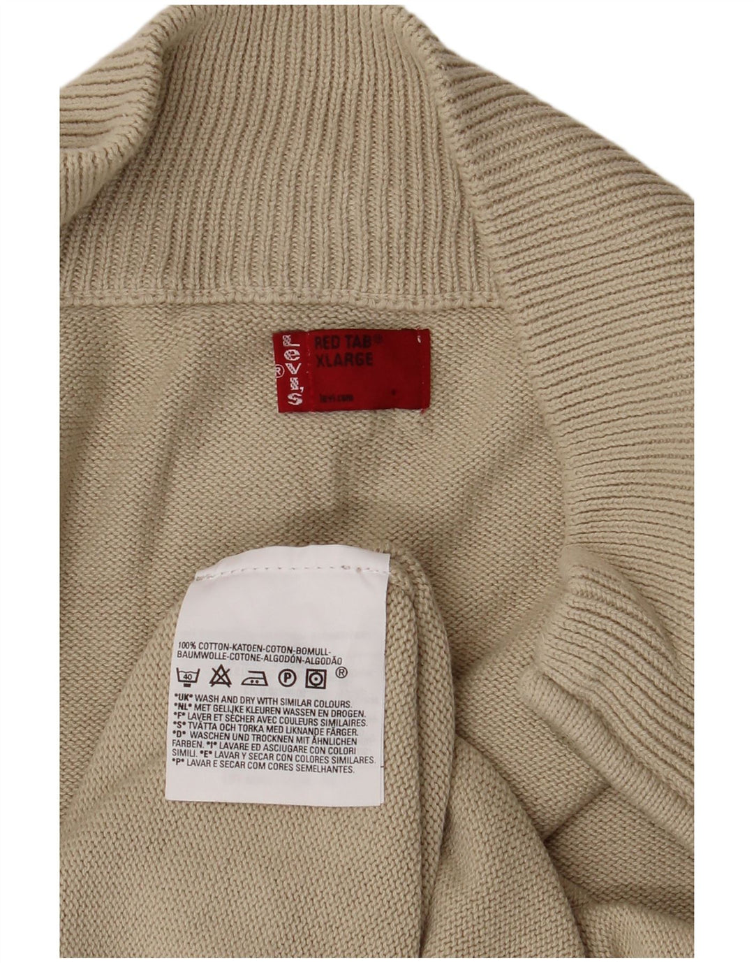 LEVI'S Cárdigan Hombre XL Algodón Beige