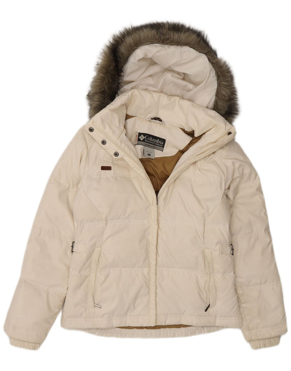 Columbia Chaqueta acolchada extragrande con capucha para mujer UK 10 Small Poliéster blanco