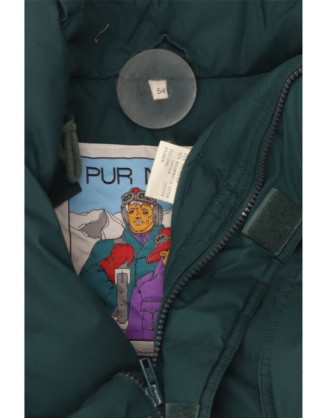 Chaqueta de esquí acolchada con capucha vintage para hombre IT 54 2XL Poliéster verde