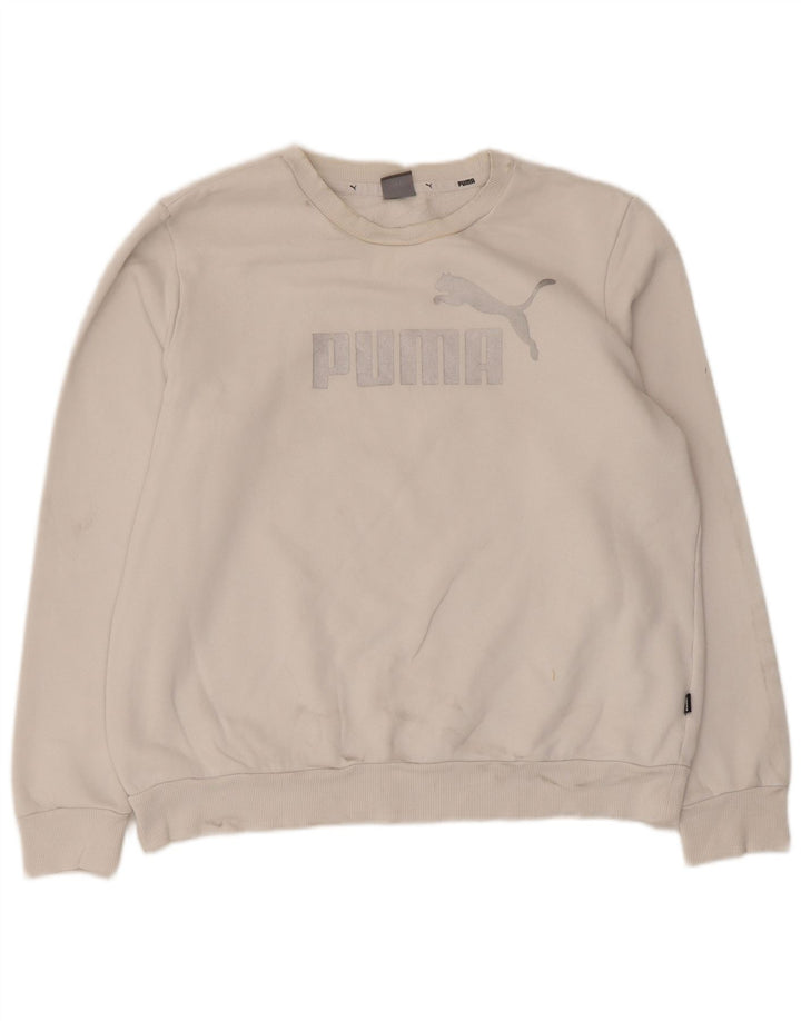 Puma Sudadera Gráfica para Hombre Jersey Grande De Algodón Blanco